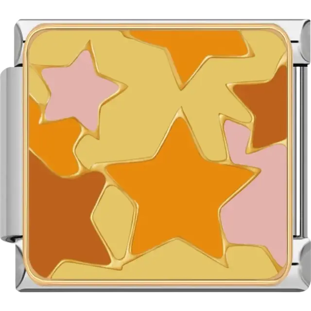 Orange and pink stars Italian charm bracelet link