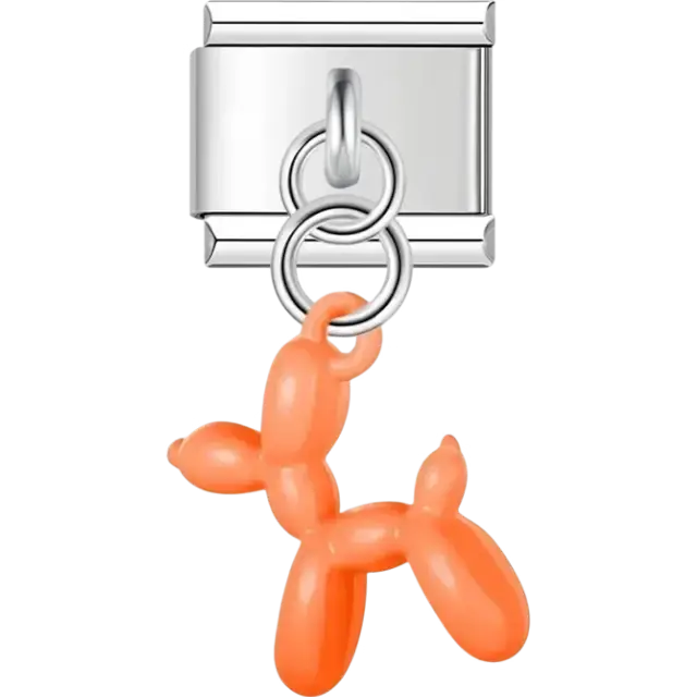 Orange balloon dog Italian charm bracelet link