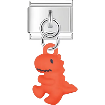 Orange dinosaur dangle Italian charm bracelet link