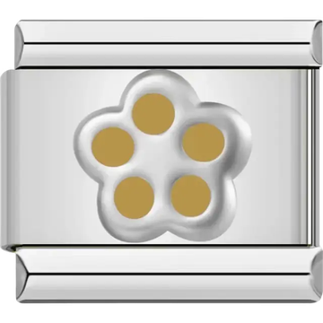 Flower with five orange petals Italian charm bracelet link