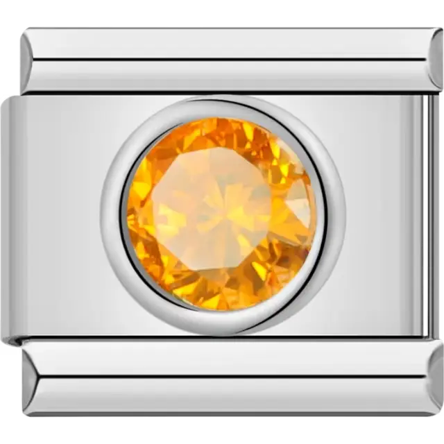 Faceted orange gemstone Italian charm bracelet link