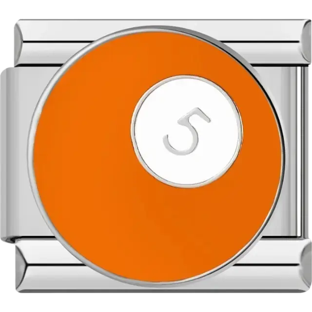 Orange snooker ball number 5 Italian charm bracelet link