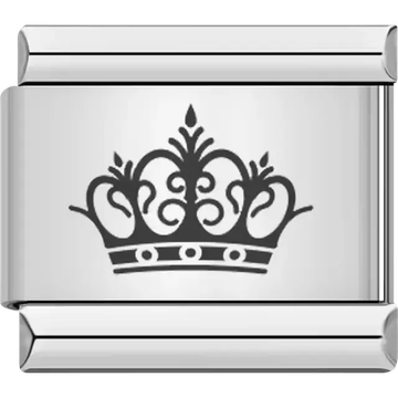 Decorative royal crown design with detailed scrollwork Italian charm bracelet link