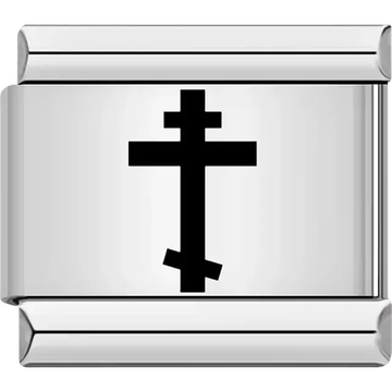Black Orthodox Christian cross symbol Italian charm bracelet link