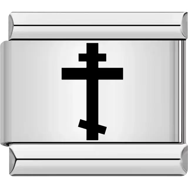 Black Orthodox Christian cross symbol Italian charm bracelet link