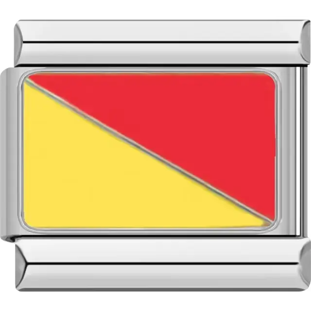 Red and yellow Oscar maritime flag meaning "Man overboard" Italian charm bracelet link