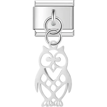 Owl cutout dangle Italian charm bracelet link