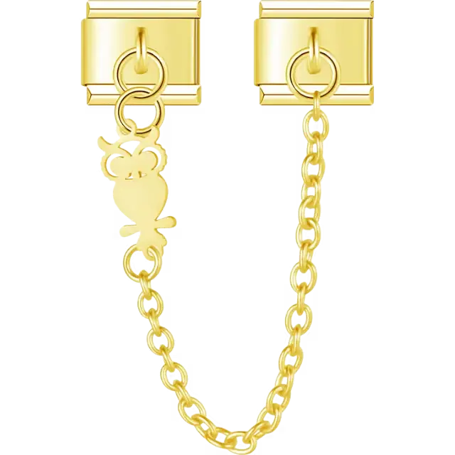 Owl cutout with chain connector design Italian charm bracelet link