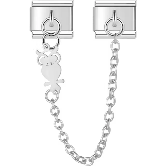 Owl cutout with chain connector design Italian charm bracelet link