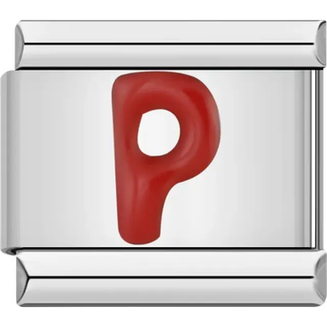 Red letter “P” Italian charm bracelet link
