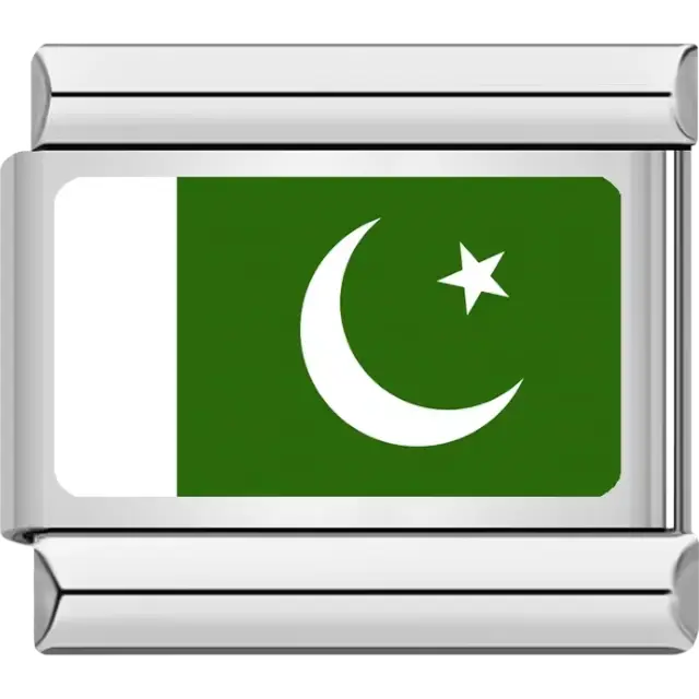 Pakistani flag Italian charm bracelet link