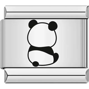 Black and white abstract panda silhouette Italian charm bracelet link