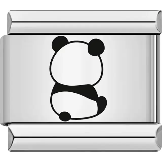 Black and white abstract panda silhouette Italian charm bracelet link
