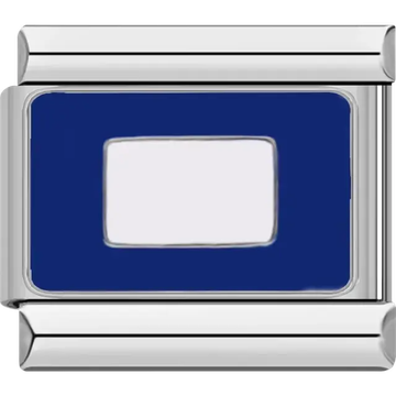 Blue Papa maritime flag with a white square, meaning "All personnel return to ship; proceeding to sea" Italian charm bracelet link