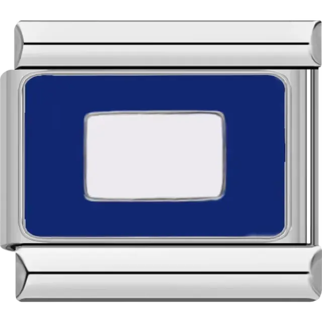 Blue Papa maritime flag with a white square, meaning "All personnel return to ship; proceeding to sea" Italian charm bracelet link