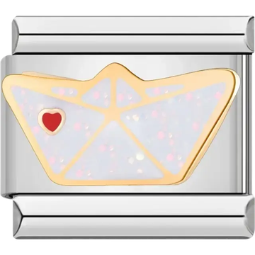 Paper boat with red heart Italian charm bracelet link