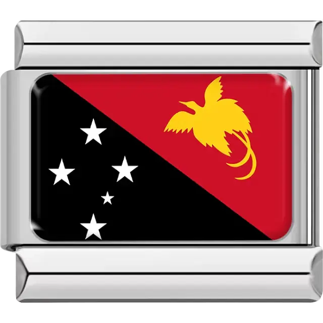 Papua New Guinea flag Italian charm bracelet link