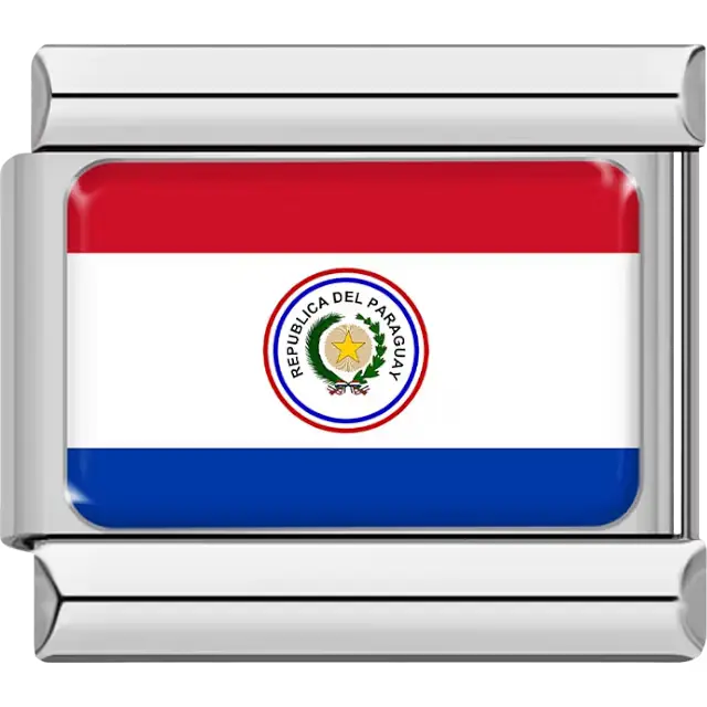 Paraguayan flag Italian charm bracelet link