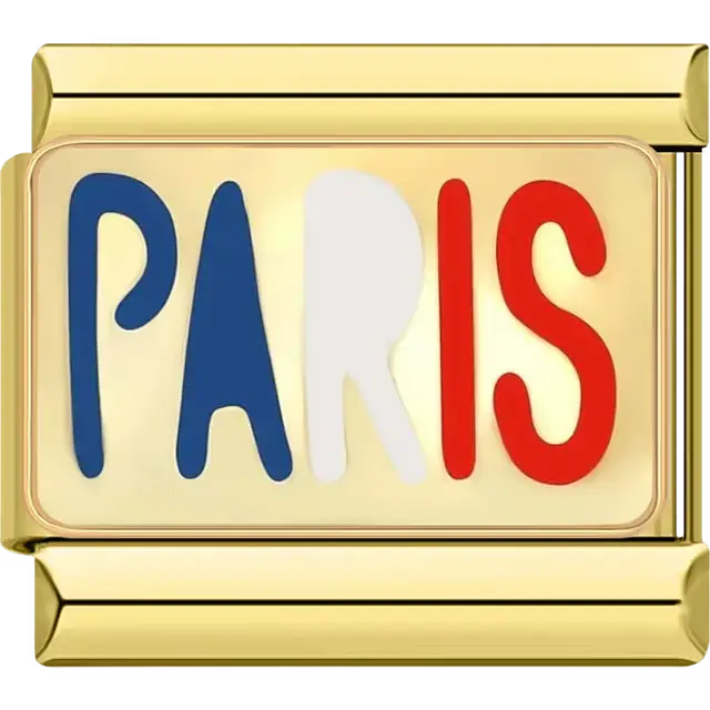 Paris text design in the colors of France Italian charm bracelet link