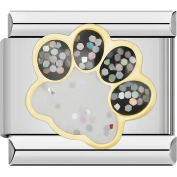 Glittery paw print Italian charm bracelet link