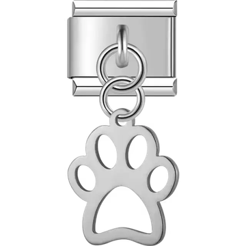 Paw print cutout dangle Italian charm bracelet link