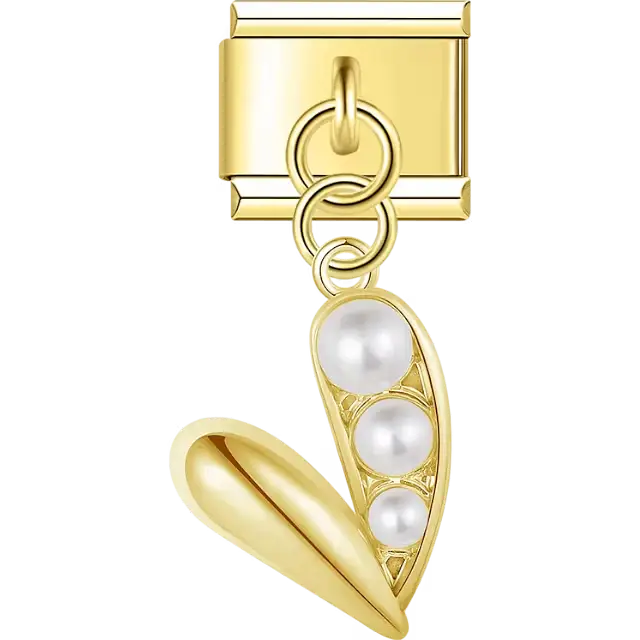 Figure with pearl accents dangle Italian charm bracelet link