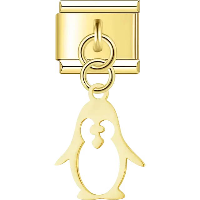Penguin cutout dangle Italian charm bracelet link