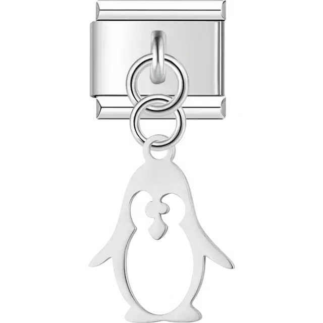 Penguin cutout dangle Italian charm bracelet link