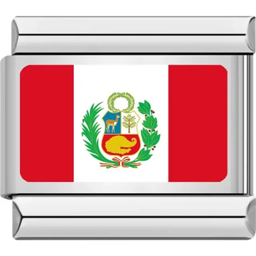 Peruvian flag Italian charm bracelet link