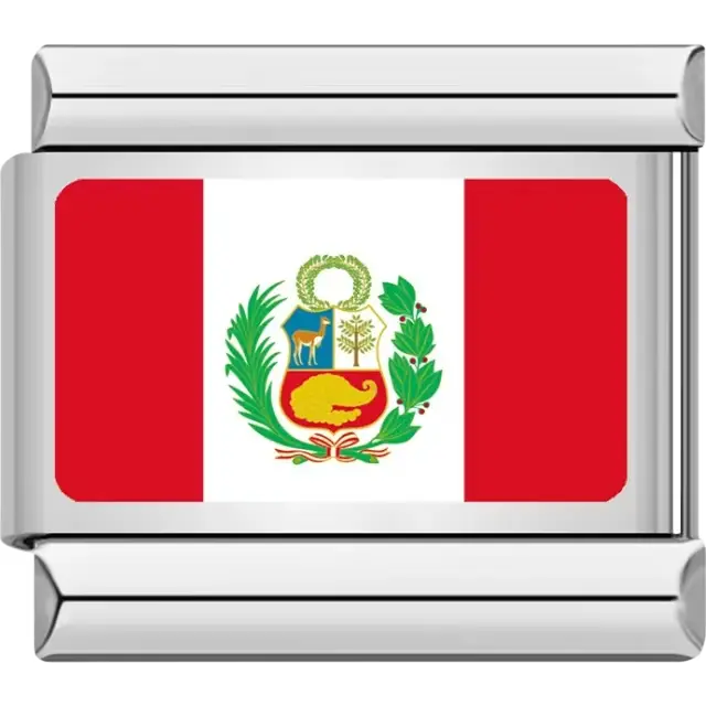 Peruvian flag Italian charm bracelet link