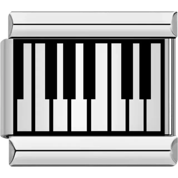 Black and white piano keys design Italian charm bracelet link
