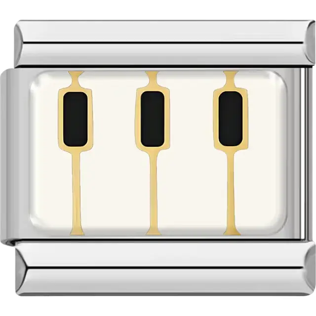 Gold and black piano keys Italian charm bracelet link