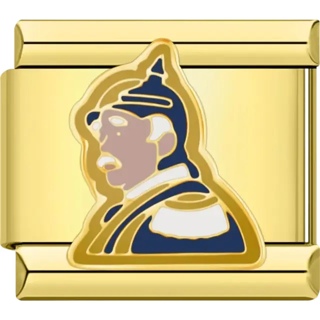 Pickelhaube helmet with blue and white details Italian charm bracelet link