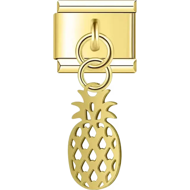 Cutout pineapple-shaped dangle Italian charm bracelet link