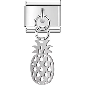 Cutout pineapple-shaped dangle Italian charm bracelet link