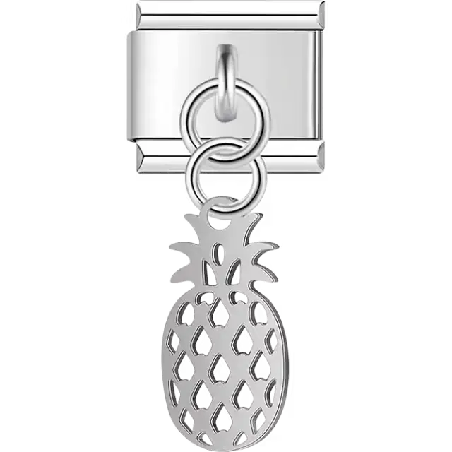 Cutout pineapple-shaped dangle Italian charm bracelet link