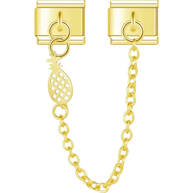 Pineapple with connecting safety chain Italian charm bracelet link