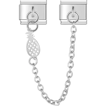Pineapple with connecting safety chain Italian charm bracelet link