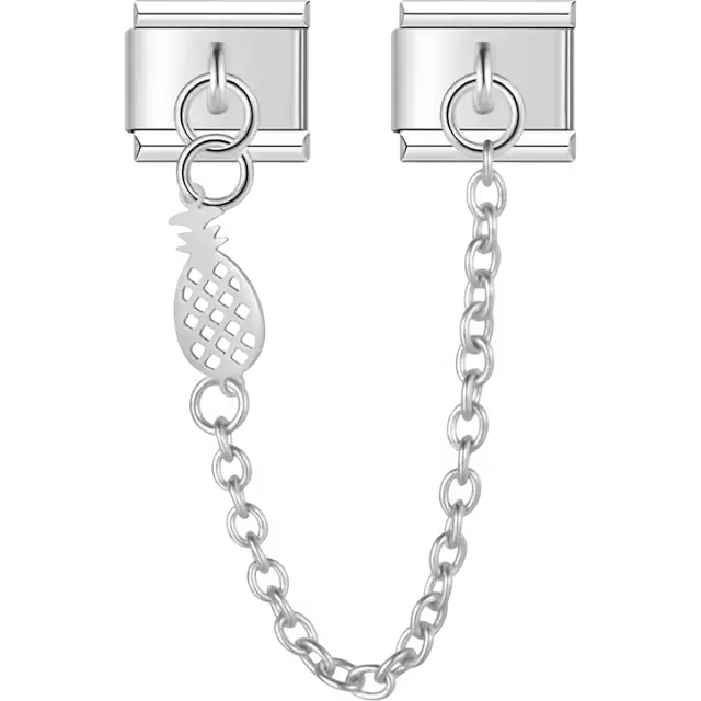 Pineapple with connecting safety chain Italian charm bracelet link