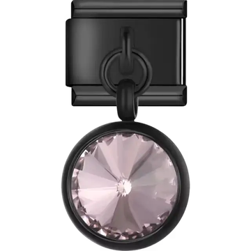 Black pink crystal dangle Italian charm bracelet link