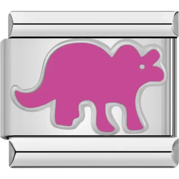 Pink triceratops dinosaur silhouette design Italian charm bracelet link