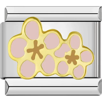 Pink flowers cluster Italian charm bracelet link