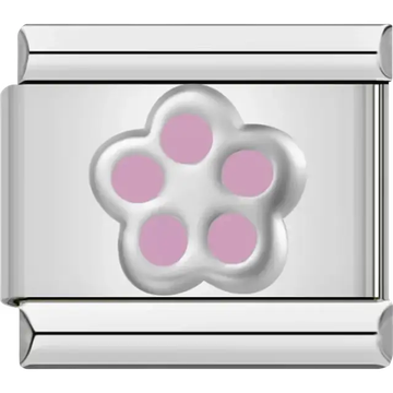 Flower with five pink petals Italian charm bracelet link