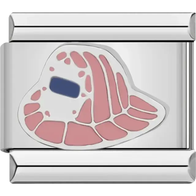 Pink hat with white and blue details Italian charm bracelet link