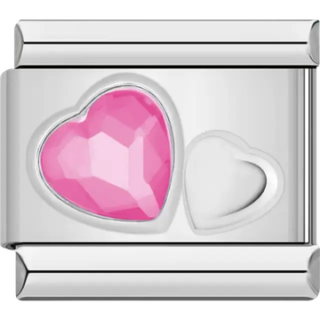 Pink crystal heart Italian charm bracelet link