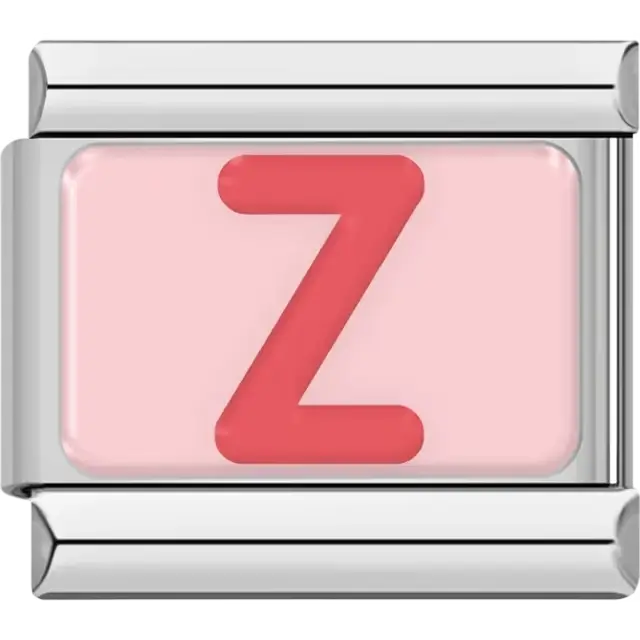 Pink letter "Z" on pink background Italian charm bracelet link