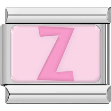 Pink letter "Z" on light pink background Italian charm bracelet lin