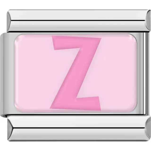 Pink letter "Z" on light pink background Italian charm bracelet lin
