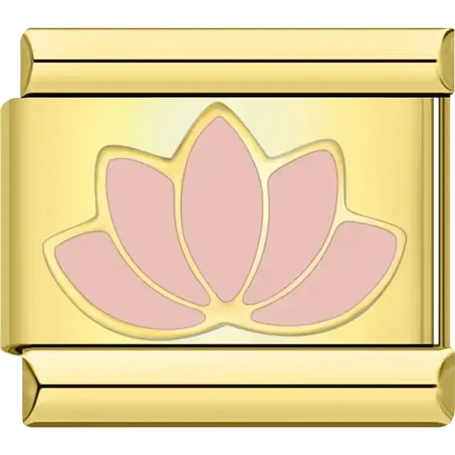 Pink lotus flower Italian charm bracelet link