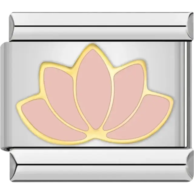 Pink lotus flower Italian charm bracelet link